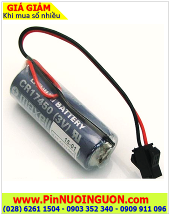 Maxell CR17450; Pin nuôi nguồn Maxell CR17450 lithium 3v 2600mAh (zắc đen) NHẬT